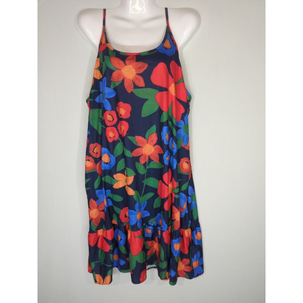 Qearal Navy Multicolor Floral Tiered Dress XXL NWT Coastal‎ Bohemian